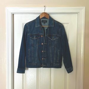Lucky Brand Women's "The Tomboy Trucker" Distressed Jean Denim Jacket Blue Small